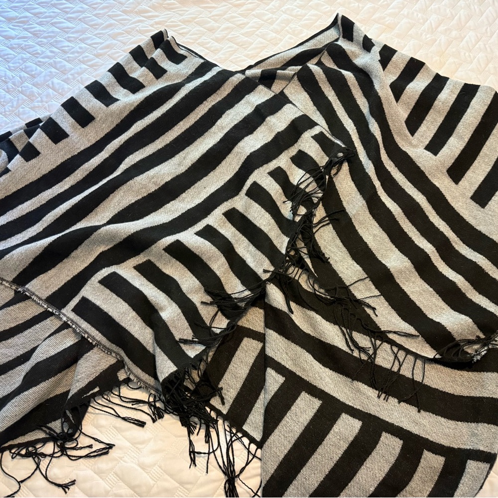 Striped Black and Gray Women's shawl